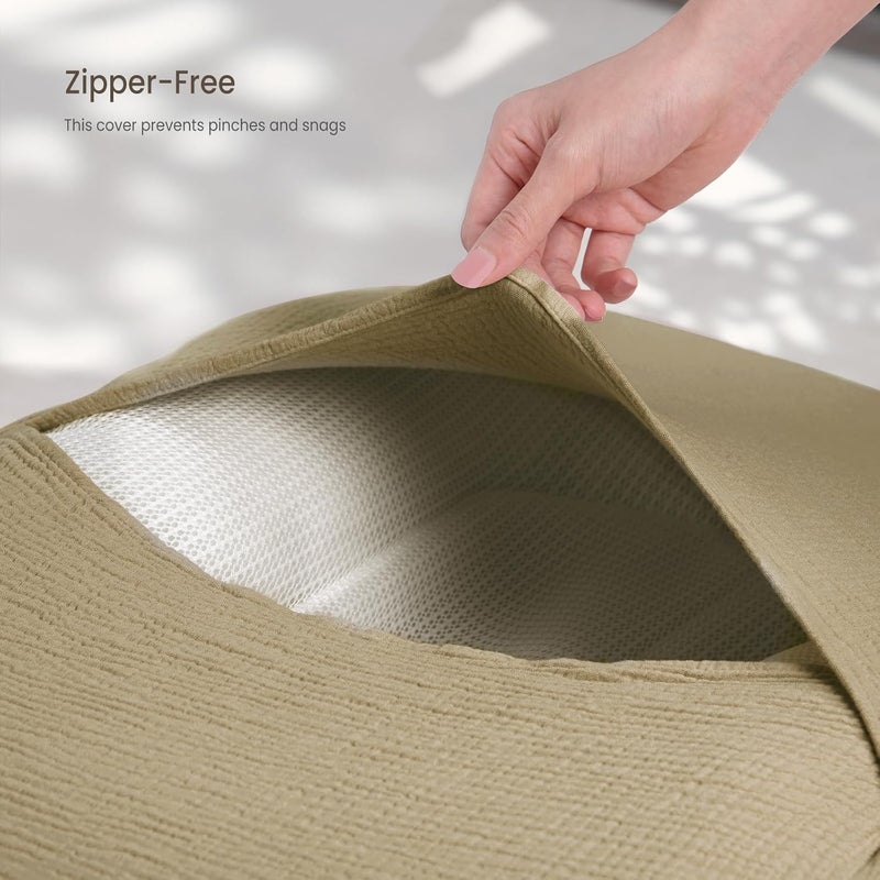 Termichy Baby Lounger Cover Muslin: Soft Cotton Slipcover for Snuggle Me Lounger - Removable & Machine Washable for Daily Use - Zipper-Free & Skin-Friendly for Newborn Girls and Boys - Image 3